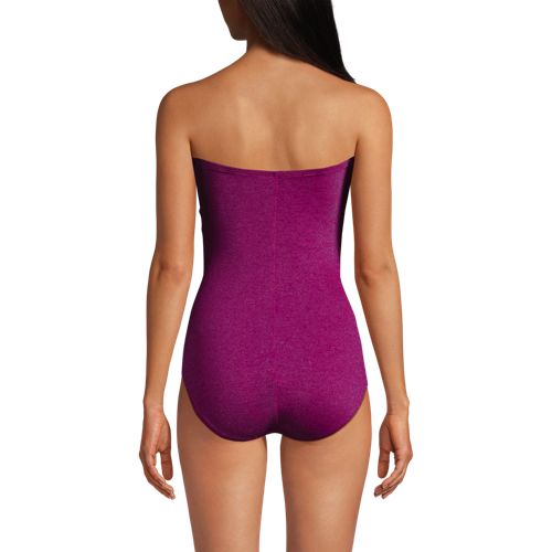  Lands' End Glitzer-bandeau-badeanzug Slender, Damen, Größe:36 Regular, Lila, Elasthan/polyester-mischung/nylon-mischung, By Lands' End 