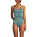 Women's Slender Suit Shine Bandeau Tummy Control High Leg One Piece Swimsuit, Front