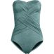 Women's Slender Suit Shine Bandeau Tummy Control High Leg One Piece Swimsuit, Front