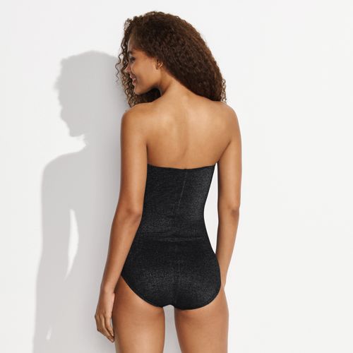  Lands' End Glitzer-bandeau-badeanzug Slender, Damen, Größe:36 Regular, Schwarz, Elasthan/polyester-mischung/nylon-mischung, By Lands' End 