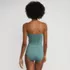 Women's Slender Suit Shine Bandeau Tummy Control High Leg One Piece Swimsuit, Back