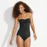 Women's Slender Suit Shine Bandeau Tummy Control High Leg One Piece Swimsuit, Front