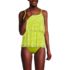 Women's Chlorine Resistant Mesh Scoop Neck Tiered Tankini Swimsuit Top, Front