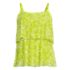 Women's Chlorine Resistant Mesh Scoop Neck Tiered Tankini Swimsuit Top, Front