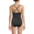 Women's Slender Suit Shine Pleated Tummy Control Chlorine Resistant X-back One Piece Swimsuit, Back
