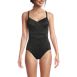 Women's Slender Suit Shine Pleated Tummy Control Chlorine Resistant X-back One Piece Swimsuit, Front