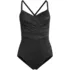 Women's Slender Suit Shine Pleated Tummy Control Chlorine Resistant X-back One Piece Swimsuit, Front