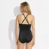 Women's Slender Suit Shine Pleated Tummy Control Chlorine Resistant X-back One Piece Swimsuit, Back