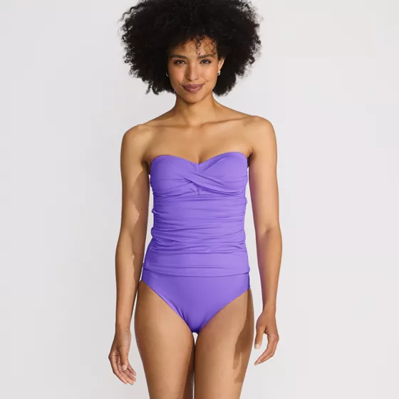 Women's Chlorine Resistant Bandeau Tankini Swimsuit Top - primary