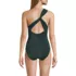 Women's Shine Shirred One Shoulder High Leg One Piece Swimsuit, Back