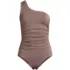 Women's Shine Shirred One Shoulder High Leg One Piece Swimsuit, Front