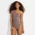 Women's Shine Shirred One Shoulder High Leg One Piece Swimsuit, Front