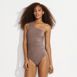 Women's Shine Shirred One Shoulder High Leg One Piece Swimsuit, Front