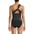 Women's Chlorine Resistant Shine Shirred One Shoulder Tankini Swimsuit Top, Back