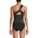 Women's Chlorine Resistant Shine Shirred One Shoulder Tankini Swimsuit Top, Back