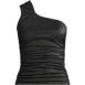 Women's Chlorine Resistant Shine Shirred One Shoulder Tankini Swimsuit Top, Front