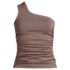 Women's Chlorine Resistant Shine Shirred One Shoulder Tankini Swimsuit Top, Front