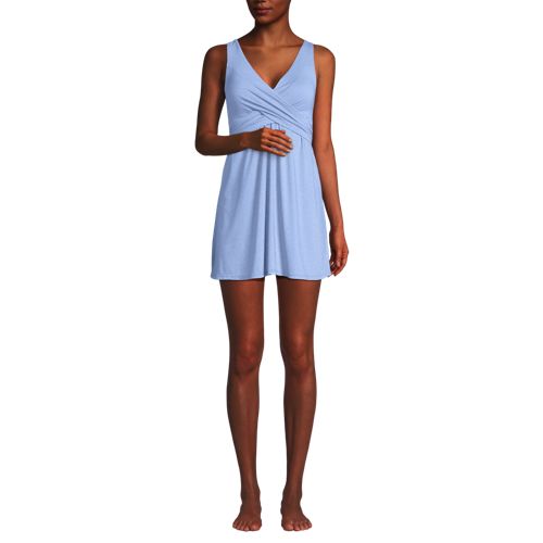 Women's Slender Suit Shine Wrap Swim Dress Swimsuit, Front