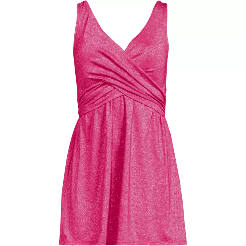 Women's SlenderSuit Shine Wrap Swim Dress Swimsuit, Front