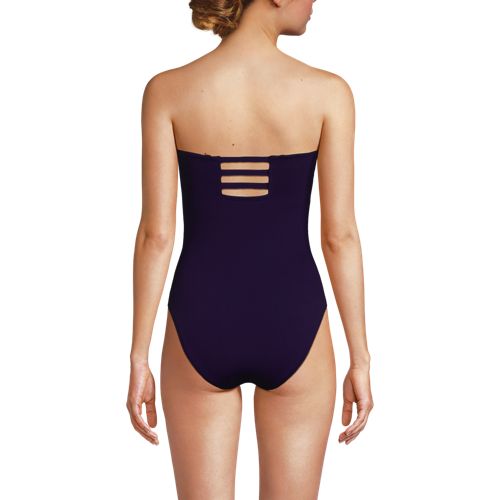  Lands' End Bandeau-badeanzug Mit Bänder-detail Und Hohem Beinausschnitt, Damen, Größe:34 Regular, Lila, By Lands' End 