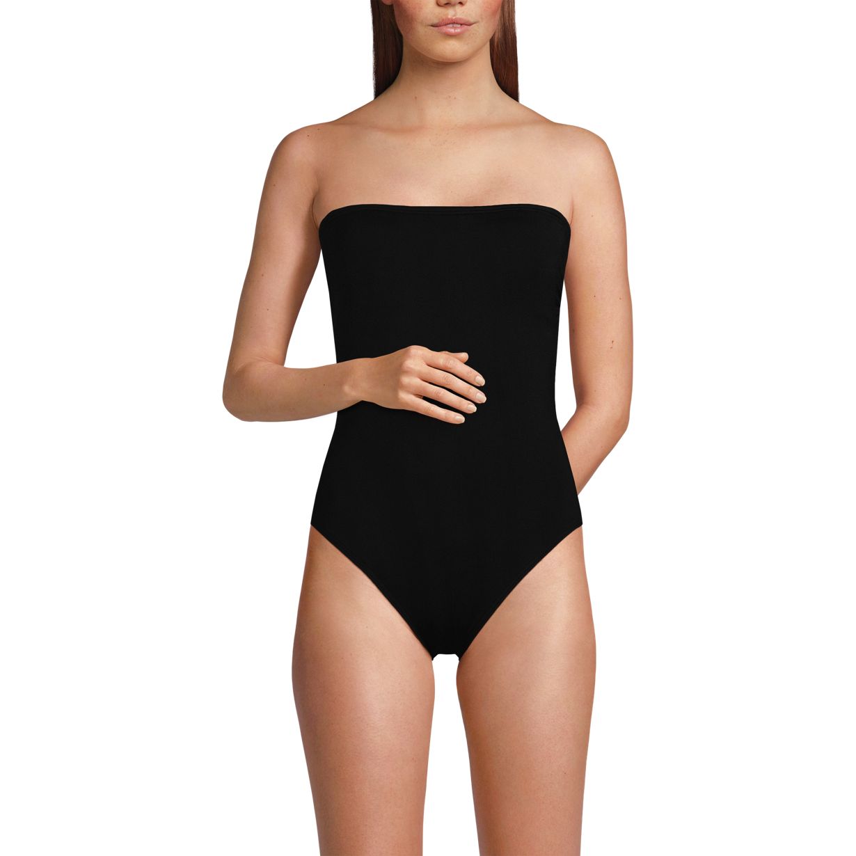 Women's Chlorine Resistant Bandeau High Leg Strappy One Piece Swimsuit