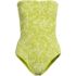 Women's Chlorine Resistant Bandeau High Leg Strappy One Piece Swimsuit , Front