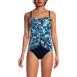 Women's Chlorine Resistant Mesh Bandeau High Leg Fauxkini One Piece Swimsuit, alternative image