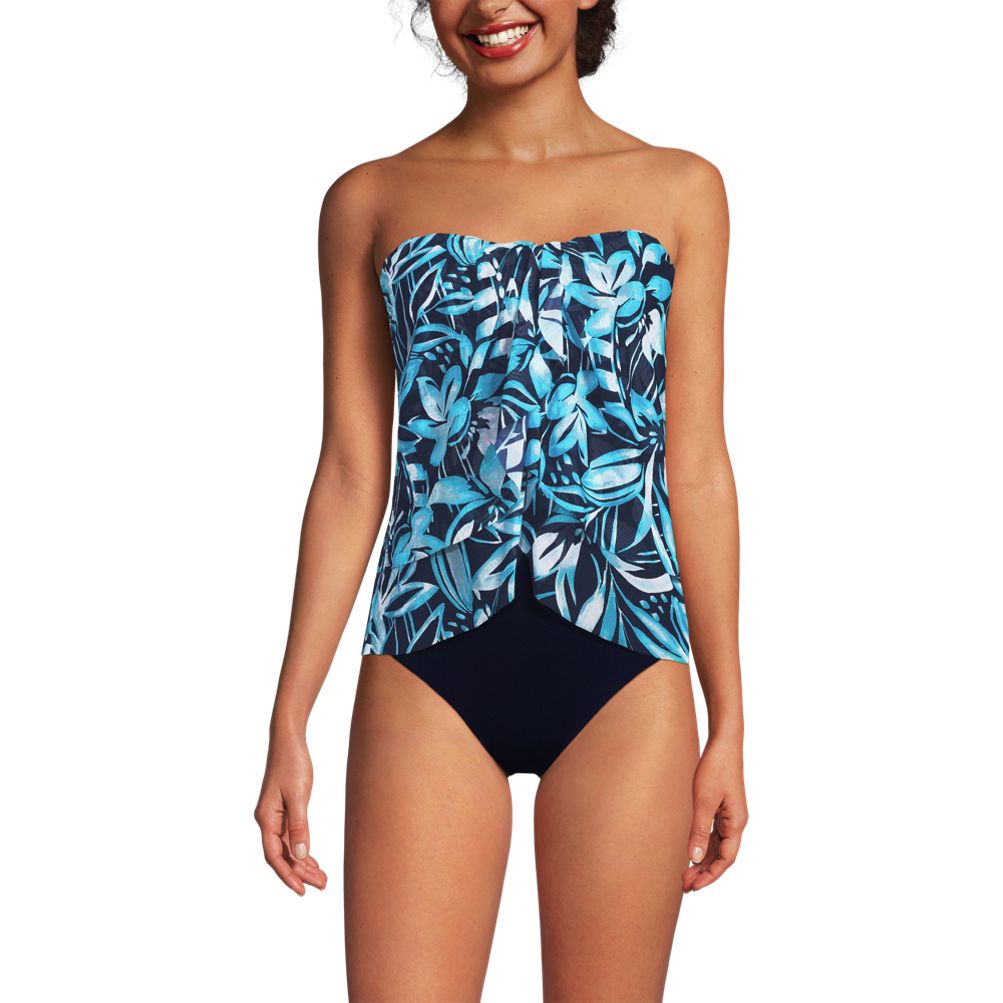Women's Chlorine Resistant Mesh Bandeau High Leg Fauxkini