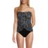 Women's Chlorine Resistant Mesh Bandeau High Leg Fauxkini One Piece Swimsuit, Front