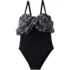 Women's Chlorine Resistant Mesh Bandeau High Leg Fauxkini One Piece Swimsuit, alternative image