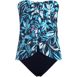 Women's Chlorine Resistant Mesh Bandeau High Leg Fauxkini One Piece Swimsuit, Front