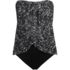 Women's Chlorine Resistant Mesh Bandeau High Leg Fauxkini One Piece Swimsuit, Front