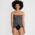 Women's Chlorine Resistant Mesh Bandeau High Leg Fauxkini One Piece Swimsuit, alternative image