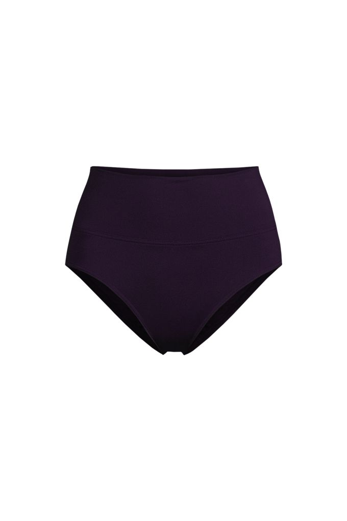 Lands' End Women's Plus Size Pinchless High Waisted Bikini Bottoms In Purple