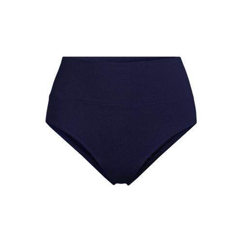 Foldover Bikini Bottoms, Women, size: 8, regular, Blue, Nylon-blend, by Lands' End