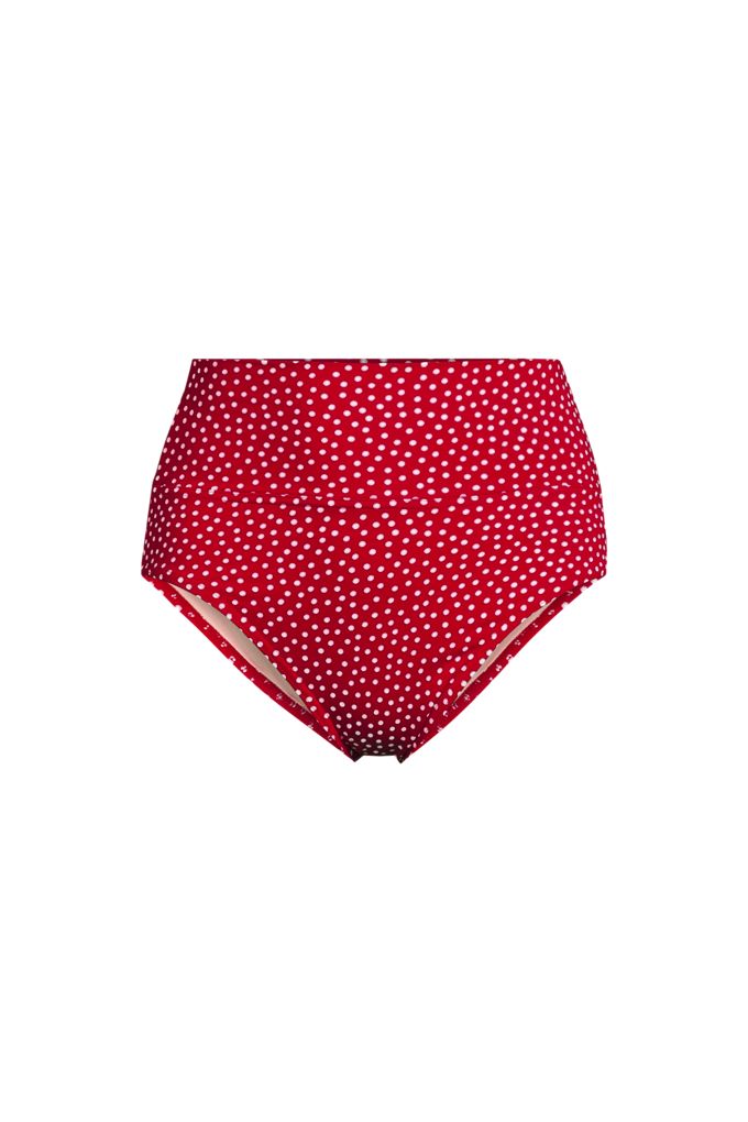 Lands' End Women's Pinchless High Waisted Bikini Bottoms In Red