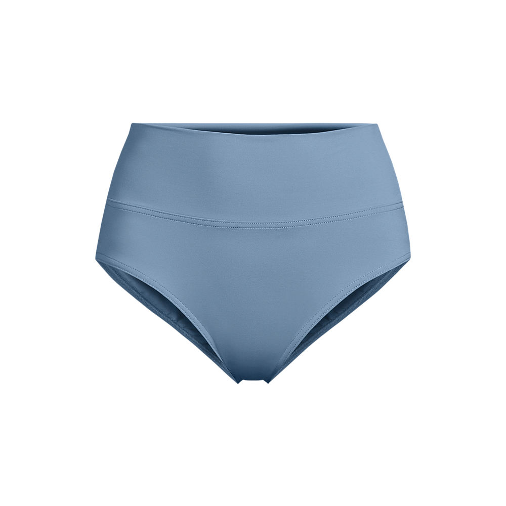 Foldover Bikini Bottoms, Women, size: 20, plus, Blue, Spandex/Nylon-blend, by Lands' End