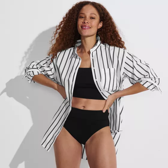 Women's Petite Pinchless High Waisted Bikini Bottoms - primary