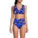 Women's Chlorine Resistant V-neck Midkini Swimsuit Top and High Leg High Waisted Bottoms 2 Piece Set, Front