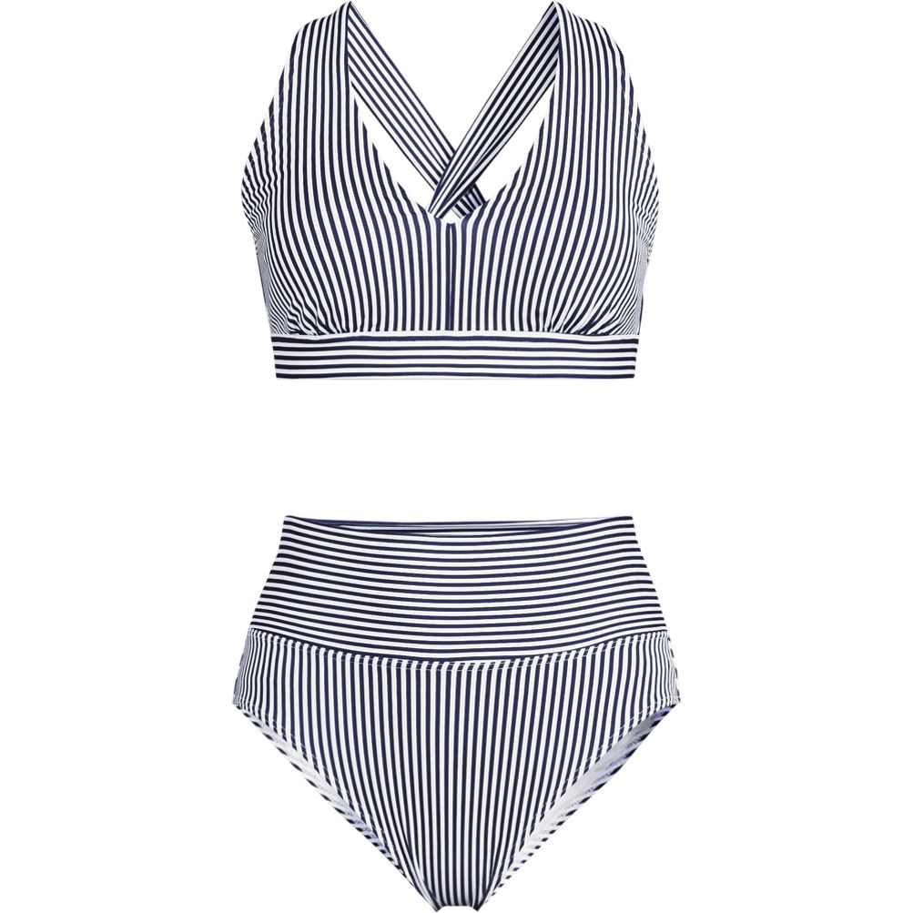 【THEAIRTOWN】 charming bikini set Women's V-Neck Bikini and High Waisted Bottom Swimsuit Set