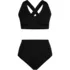 Women's V-Neck Bikini and High Waisted Bottom Swimsuit Set, Front