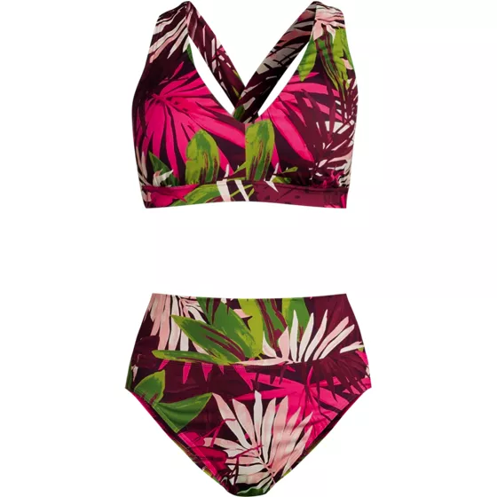 Women's V-neck Bikini and High Waisted Bottom Swimsuit Set - primary