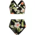 Women's V-neck Bikini and High Waisted Bottom Swimsuit Set, Front