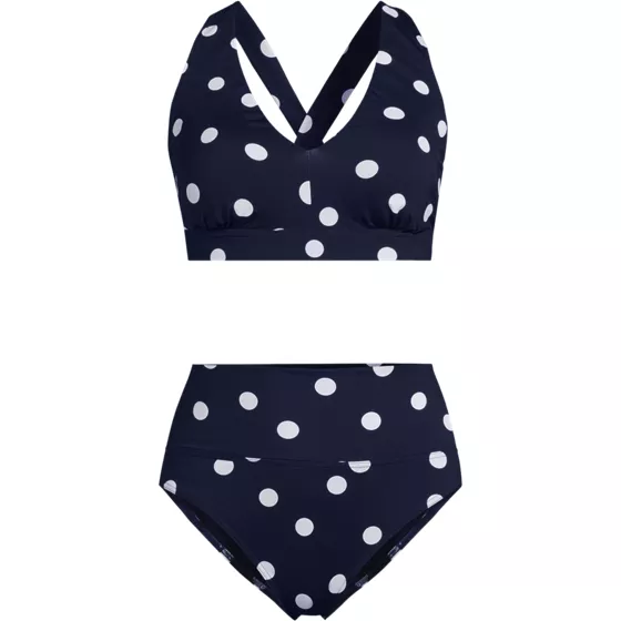 Women's V-neck Bikini and High Waisted Bottom Swimsuit Set - primary