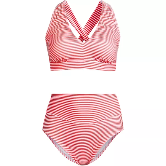 Women's Plus Size V-neck Bikini and High Waisted Bottom Swimsuit Set - primary