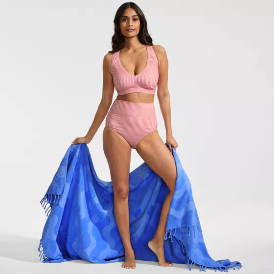 Women's V-neck Bikini and High Waisted Bottom Swimsuit Set - primary