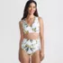 Women's V-Neck Bikini and High Waisted Bottom Swimsuit Set, Front