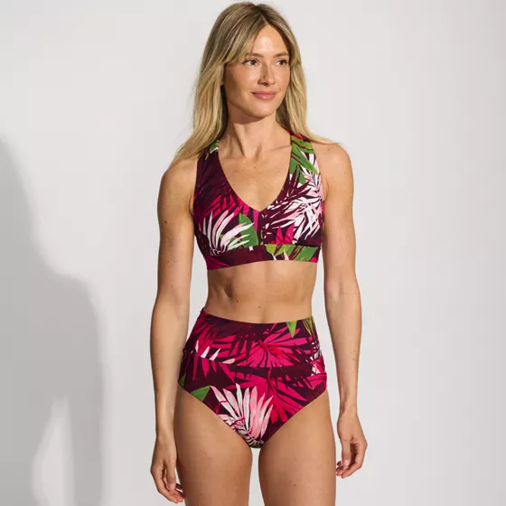 Women's V-neck Bikini and High Waisted Bottom Swimsuit Set - primary