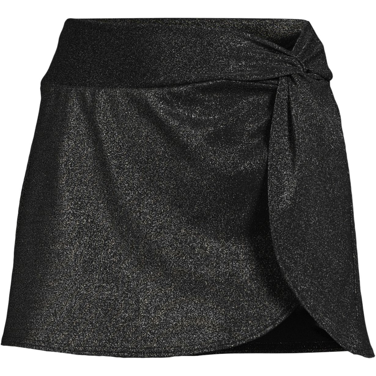 Women's Chlorine Resistant Shine Twist Front Mini Swim Cover-up Skirt