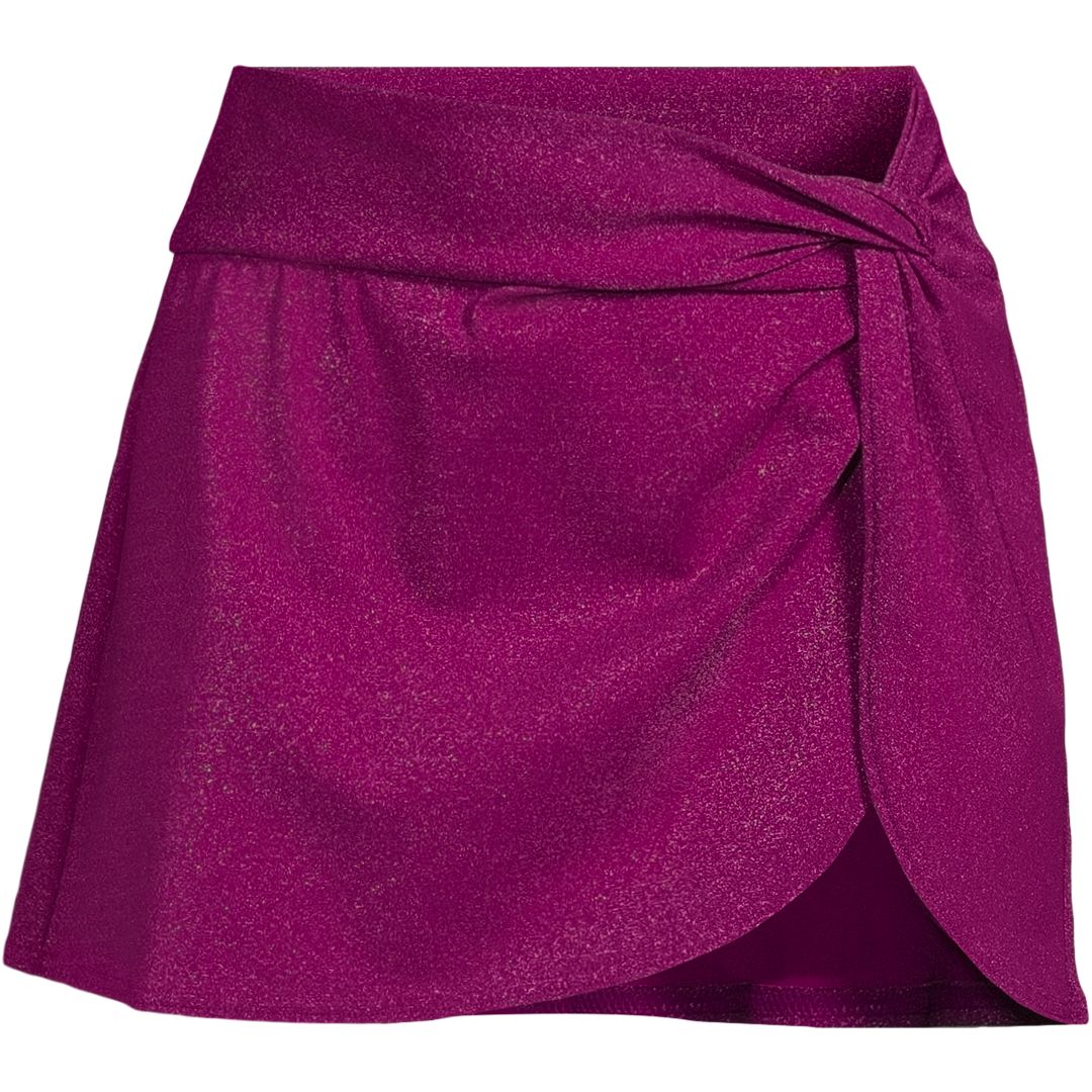Women's Chlorine Resistant Shine Twist Front Mini Swim Cover-up Skirt